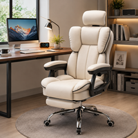 Chaise de bureau/jeu en cuir avec dossier inclinable, pivotant à 360 degrés, accoudoirs réglables – Confortable pour la maison et le dortoir