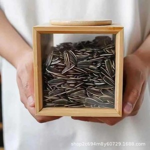 Bamboo Storage <b>Jar</b> Square With Bamboo Lid Natural Wood Color <b>Large</b> Capacity For Nuts Coffee Snacks - Product Image 2