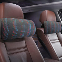 Appuie-tête de siège de voiture en tissu M Tech, cuir PVC avec tissu écossais, accessoires intérieurs de voiture respirants pour BMW A3