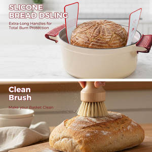 Cesta de fermentación de pan <span class=keywords><strong>Benetton</strong></span> de diseño moderno, fabricación experta, suministros para hornear pan de masa madre con espátula de silicona - Product Image 3