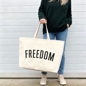 Sac fourre-tout en toile écologique grande capacité, sac de courses en coton recyclable pour la durabilité - Product Image 3