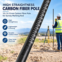 Poteau en fibre de carbone haute rigidité 10 9 8 mm pour tige de marquage topographique