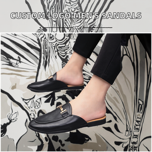 Mocassins plats en PU pour hommes avec logo personnalisé, pantoufles à enfiler avec semelle intérieure en EVA, imperméables et respirantes pour la maison et l'extérieur - Product Image 2