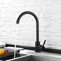 Robinet à levier unique en acier inoxydable 304 noir mat à grand arc durable avec logo personnalisé
