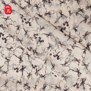 Bow in ngọc trai voan hồng 75D Bronzed Polyester Vải cho phụ nữ của hai mảnh quần áo thiết lập - Product Image 5