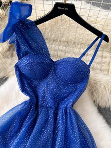 エレガントな宴会ドレス女性用ハイエンドライト高級セクシーロングフロア丈ダイヤモンドボウイブニングドレス - Product Image 4