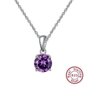 Lucky Birthstone Real 925 <span class=keywords><strong>Sterling</strong></span> Silver CZ Zircon colgante collar joyería de cristal para mujer con piedras de diamante - Product Image 2