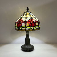Lampe de table LED mini LongHuiJing pour un style unique, abat-jour en verre teinté en forme de tulipe, décoration d'intérieur, lampe de bureau pour salon