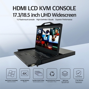 Switch <span class=keywords><strong>KVM</strong></span> Axtron con Hotkey, Sincronizzazione Schermo Diviso, OSD, LCD 1U, 4 Porte, 4K, 18.5\", Garanzia di 3 Anni per Console - Product Image 3