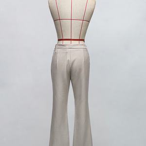 Pantalon décontracté pour femme, taille haute élastique, anti-plis, jambe large, longueur cheville, couleur unie, tendance, vente en gros, personnalisé OEM/ODM - Product Image 5