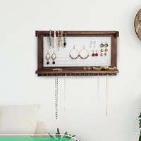 Porte-bijoux mural en bois à deux niveaux pour la présentation en magasin de bracelets et de lunettes Autres articles de bijouterie