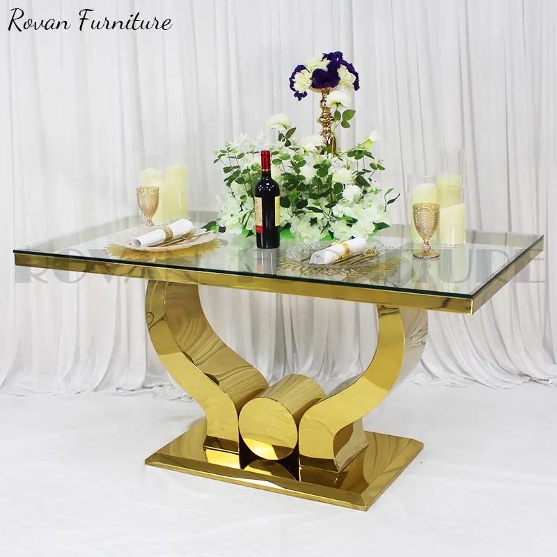 최고의 디자인 연회 이벤트 파티 용품 금속 웨딩 테이블 크리스탈 신부와 신랑 식사 리셉션 VIP 식탁