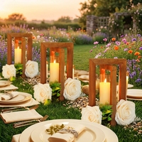 Supports de bougies et lanternes en bois faits à la main pour Noël, mariage, baby shower - Décoration rustique marron style ferme