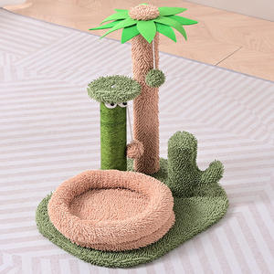Tiang Garukan Kucing Sisal Terlaris 2026 dengan Bola Gantung Dekorasi Palem, Menara Pohon Kucing untuk Penggaruk Anak Kucing - Product Image 1