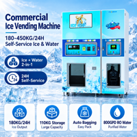 Distributeur Commercial d'Eau Glacée 180-450KG/24H Libre-Service Emballage Automatique Eau Purifiée par Osmose Inverse SDK Monnayeur UVend Stérilisation par Lumière