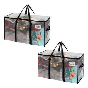 Clear <b>Polypropylene</b> Heavy Duty Moving & Storage <b>Bags</b> Lids Foldable Design for Holiday Decor College Dorm Clothes (2-Pack) - Product Image 1