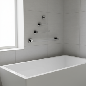 Juego de Accesorios de Baño de Acero Inoxidable Cromado, Diseño Minimalista, Montado en la Pared, Rectangular de 25 Pulgadas - Product Image 2