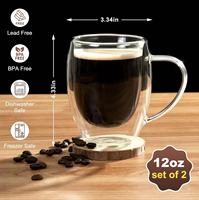 Vente directe usine : Tasses à café en verre borosilicate à double paroi personnalisées