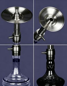 Chicha en métal à longue tige, base en verre, débit réglable, accessoire pour fumer le tabac - Product Image 5