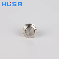 Mini Interruptores de Botón Pulsador Autoblocantes de 16 mm, IP65 Impermeables, 3A, 2 Pines, 1NO, Hechos de Metal, Sin Indicador LED, para Motocicleta