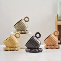 Tasse à café en céramique originale rétro, tournée au four, couleur unie, écologique, compatible micro-ondes, logo personnalisable