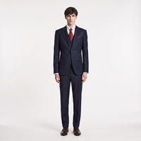 Veste de Costume Formelle Haut de Gamme Légère en Laine 100% Demi-Toile 0,7 cm à Col Cranté et Simple Boutonnage pour Homme