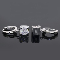 Platinum PT950 Anting Emas 6.5 Mm Potongan Bulat Satu Karat Moissanite Berlian Hoop Earrings