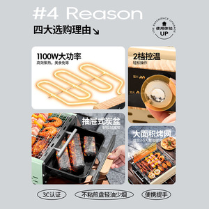 Electric Charcoal Dual Purpose Grill Drawer Type Portable Outdoor Indoor Barbecue Heating For Home Use - Product Image 3