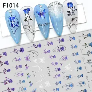 High quality F1005 to F1016 flower butterfly nail art sticker manicure spring designs press on nail glue gel nail stickers