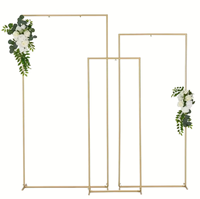 Lot de 3 Supports d'arche de mariage rectangulaires en fer doré, durables, H200cm, pour décorations de cérémonie et de fête