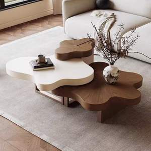 Salotto moderno tavolino da caffè, casa italiana in legno, tavolino creativo di piccole dimensioni, lussuoso soggiorno di forma irregolare - Product Image 5