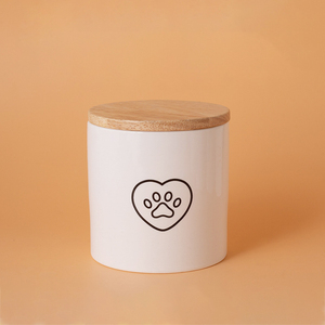 Urna Cilíndrica Blanca Hecha a Mano para Mascotas, Urna Conmemorativa de Cerámica para Cenizas de Perros y Gatos, Artículos Funerarios con Diseño Estampado - Product Image 2