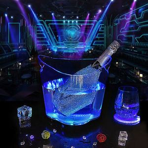 5.5L RGB Modern Round Oval Party Ktv Bar Led PS Plastic Ice Bucket Cooler <b>Box</b> for <b>Champagne</b> Wine Beer - Product Image 2