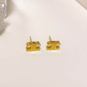 Pendientes de Diseño Modernos Que No Se Deslustran, Chapados en Oro de 14k y 18k con PVD, Acero Inoxidable 316l, Joyería Fina, Pendientes de Marca CC para Mujer - Product Image 3