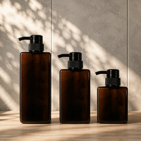 Flacon de shampoing et de lotion pour le corps, flacon de luxe en plastique ambré carré, flacon vide pour shampoing, emballage