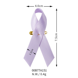 Ruban de sensibilisation au cancer du sein, du poumon, de la prostate et du pancréas en <span class=keywords><strong>satin</strong></span> 100% polyester à une face avec épingles de sécurité - Product Image 6