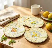 Sous-plat en céramique personnalisable à motif citron gaufré festonné, motif fruits d'été imprimé, résistant à la chaleur pour cuisine et table