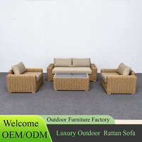 OEM/ODM Ensemble de canapés modulaires d'extérieur en aluminium Ensemble de meubles de jardin en rotin