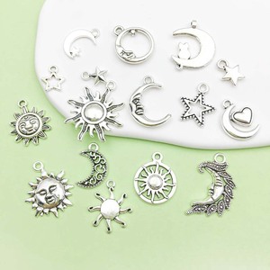 Pendentif soleil lune étoile en alliage d'argent antique, formes variées, pour la fabrication de bracelets, accessoires de bijoux DIY - Product Image 3
