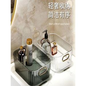 Boîte de rangement rectangulaire en acrylique de luxe 18L, organiseur de bijoux écologique, bac à cosmétiques de bureau avec poignées pour maquillage et soins de la peau - Product Image 3