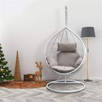 Fauteuil Suspendu Œuf en Rotin Synthétique (PE) et Acrylique avec Support Métallique, pour Extérieur, Balcon, Cour et Patio – Chaise Balançoire