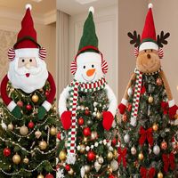 Adorno de árbol de Navidad de felpa suave, decoración para la punta del árbol de Navidad, Papá Noel, muñeco de nieve, reno, adorno para árbol de fiesta navideña