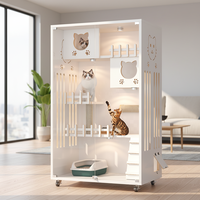 Villa pour chat en bois massif moderne de luxe, lit-nid et cage pour animaux avec motif animal pour chats et chatons, utilisation en salon