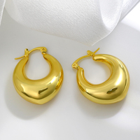 Grandes boucles d'oreilles rondes creuses, boucles d'oreilles clous en laiton hypoallergénique de créateur plaqué or 18 carats