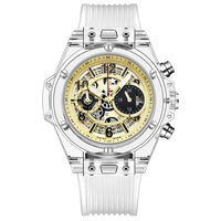 Montre à quartz pour homme, cadran de 45 mm, affichage à aiguilles, bracelet en silicone, minimaliste et tendance, multifonctionnelle, résistante à l'eau jusqu'à 30 m