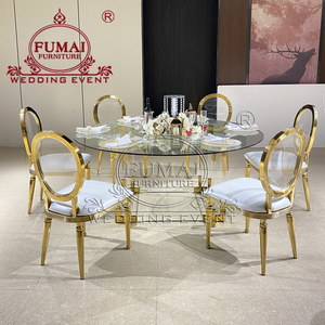 Suministros para fiestas Juego de mesa de comedor de acrílico transparente redondo transparente de 6 plazas - Product Image 1