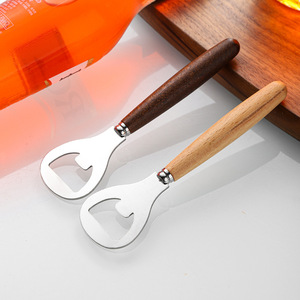 ที่เปิดขวดสแตนเลส ด้ามไม้ ดีไซน์แบน สำหรับใช้ในบ้านและบาร์ - Product Image 4
