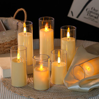 Bougie LED à effet flamme vacillante pour une ambiance romantique, avec piles intégrées et coupelle en verre acrylique