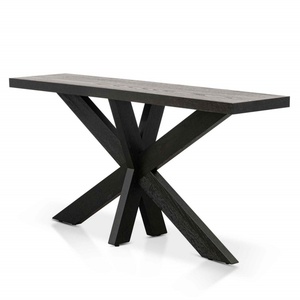 Console d'appoint fine en bois de chêne noir, style Mid-Century Modern, avec pieds croisés, pour couloir - Product Image 1