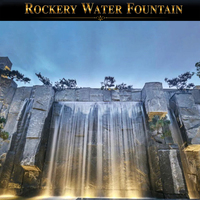 Fuente de Agua Decorativa Comercial con Rocas, Iluminación RGB/Láser, Impermeable IP68, Diseño Personalizado con Forma y Tamaño de Roca a Medida, Solución Completa